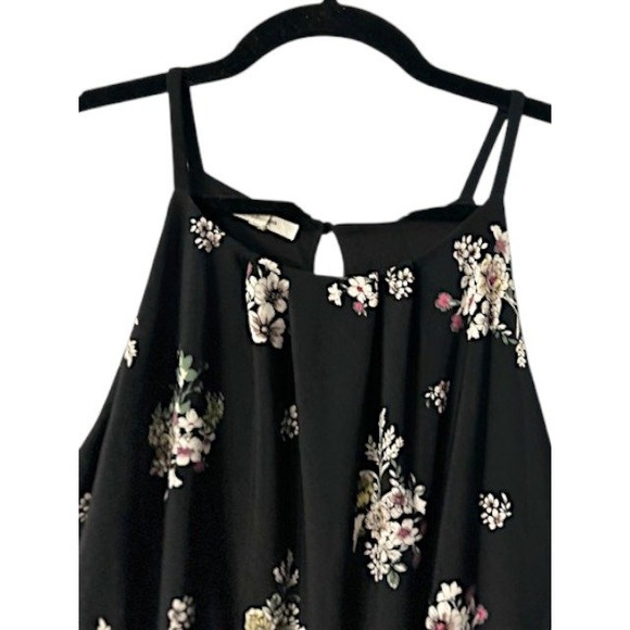 Maurices Black Floral Halter Maxi‎ Dress S Wedding Cruise Vacation Cottagecore - Picture 15 of 16